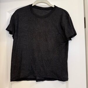 Lululemon Black Sheer Wave-Pattern Short Sleeve Tee